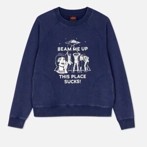 Stranger Things Primark Beam Me Up This Place Sucks Distressed Sweater Size XXS